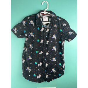 Denim & Flower Kids Space Santa Shirt 9/10 Astronaut Christmas Button Down Holid